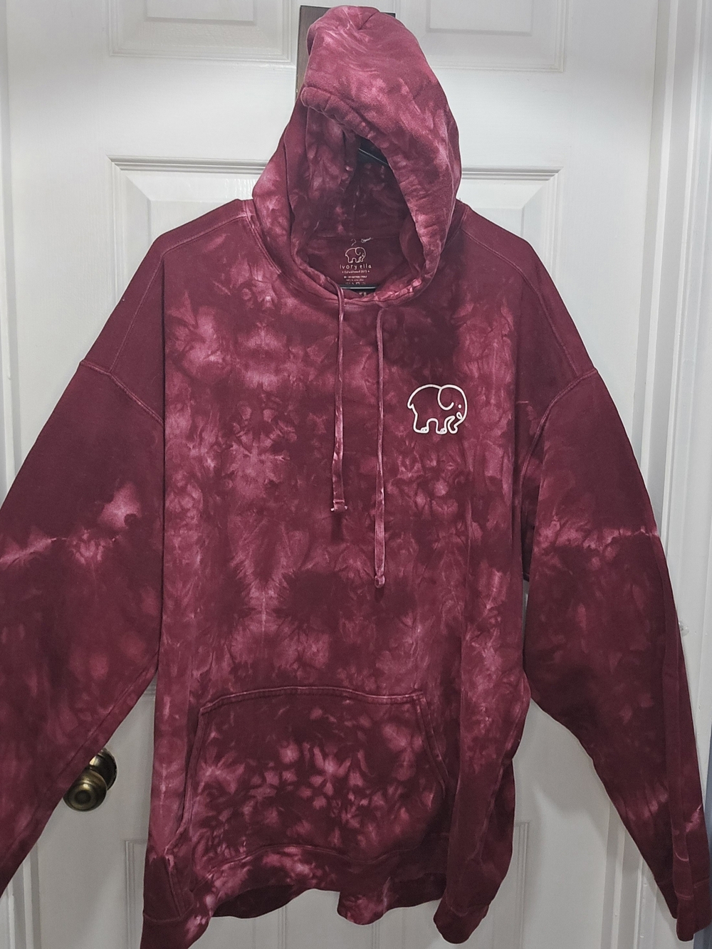 Ivory Ella Womans Pullover Maroon Hoodie White Elephant Logo XXL